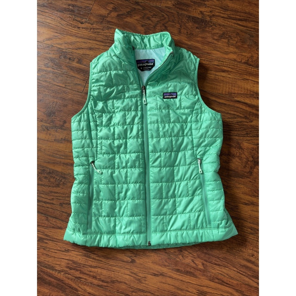 Patagonia Women's Nano Puff Vest Teal Mint Primaloft Zip Style# 85247 Sz Small